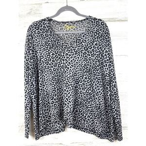Show Me Your Mumu Womens S Gray Black Cheetah Print Lightweight Casual Top